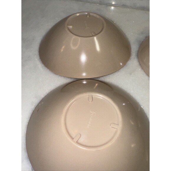 Fostoria Melamine Fawn Taupe Set Of 4 Casual Flair Bowls And 1 Sugar Bowl No Lid - Picture 9 of 11